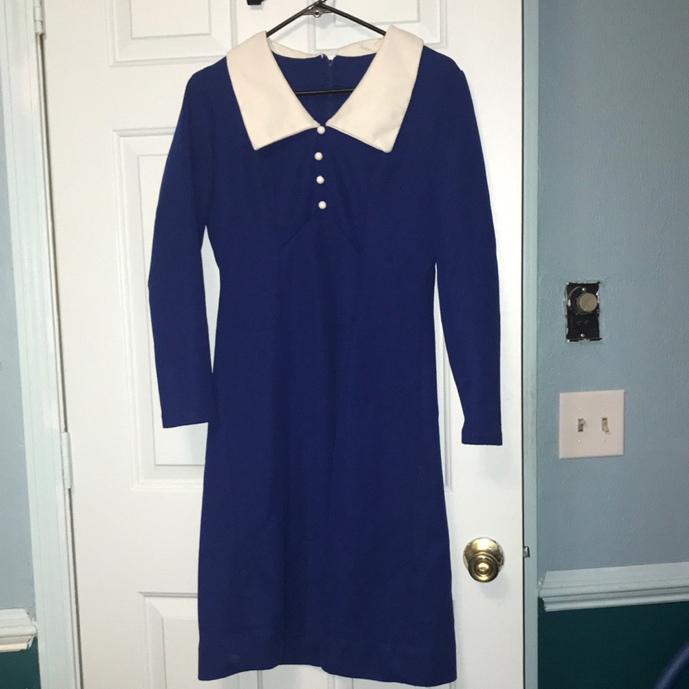 Vintage 70’s handmade long sleeve blue dress.